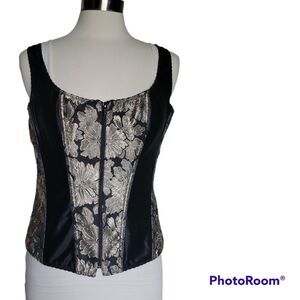 TESA BLACK GOLD FLORAL STRIPE CORSET - 40